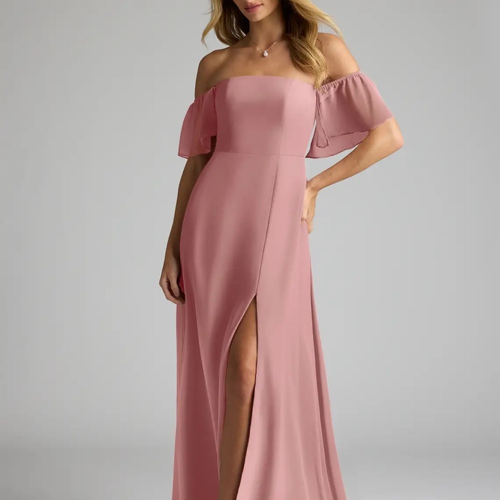Off-Shoulder Dusty Rose Bridesmaid/Prom Dress - Picture 4 of 4